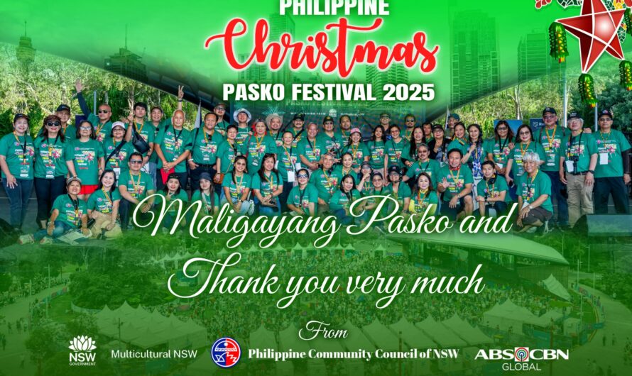 PCCNSW extends heartfelt thanks for successful 8th Philippine Christmas Festival celebration