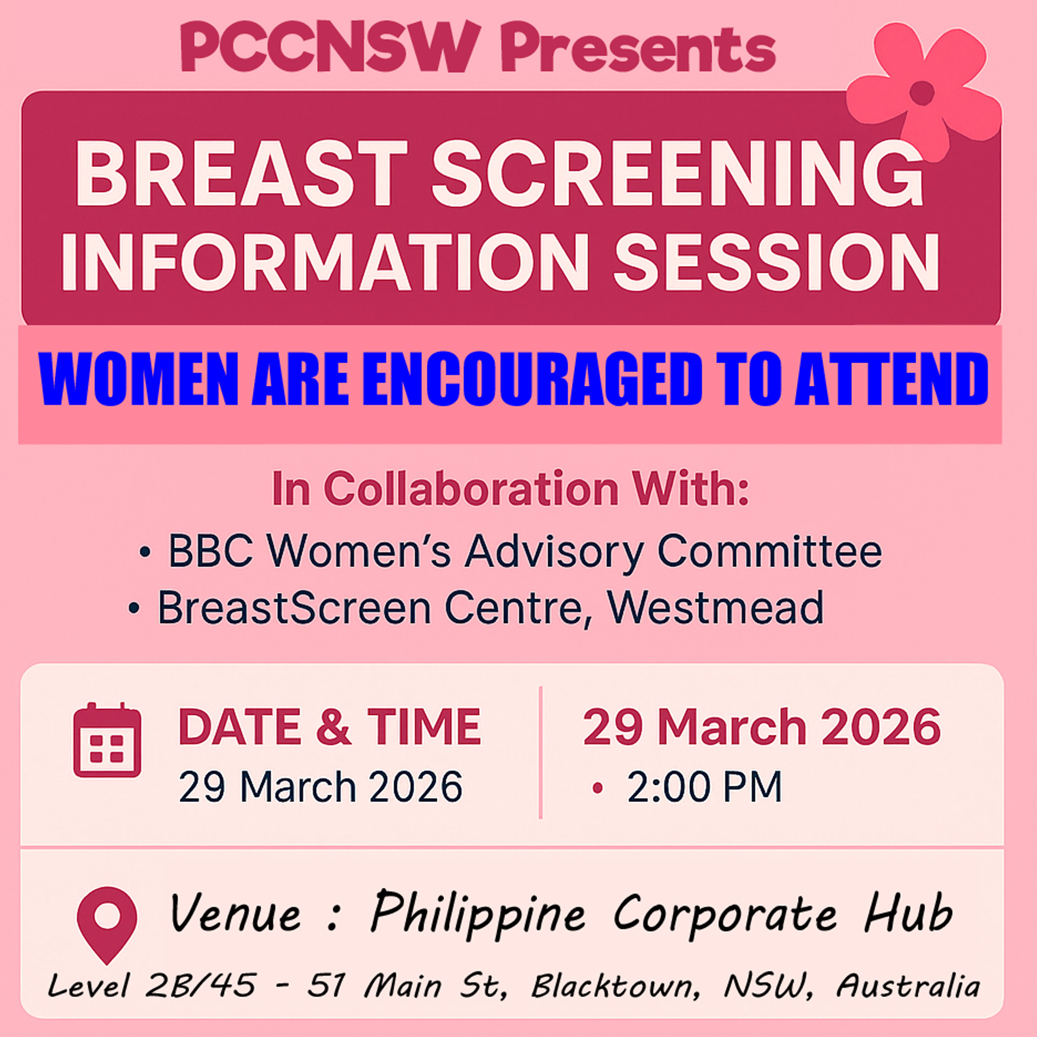 PCCNSW - Breast Screening Info Session